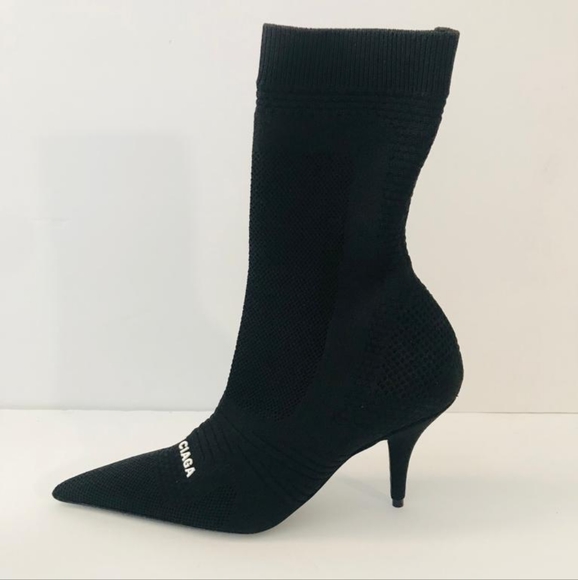 - New 💯 Authentic Balenciaga Black Knit Fabric Knife Ankle Socks Booties 3 - Picture 14 of 17